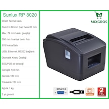 Sunlux Rp8020 Termal Adisyon Fiş Rulosu Yazıcısı
