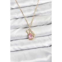 316l Çelik Zincir Gold Renk Pembe Kuğu Model Zirkon Taşlı Kadın Kolye - Tj-bko10867 Çok renkli