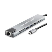 Type-c Combo Hub Hdmi 4k Usb 3.0 Lan Kart Okuyucu 8 Port - Gri Hdx7841