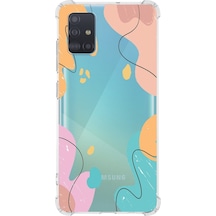Samsung Galaxy A51 Uyumlu Köşe Korumalı Antişok Kapak Karışık Renkler Tasarımlı Şeffaf Kılıf