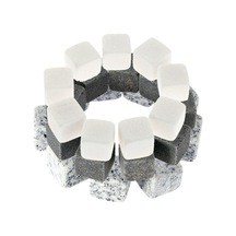 Pazly 9 Adet Beyaz Granit İçecek Soğutma Taşı - Viski, Bira Soğutucu Buzsuz Beyaz