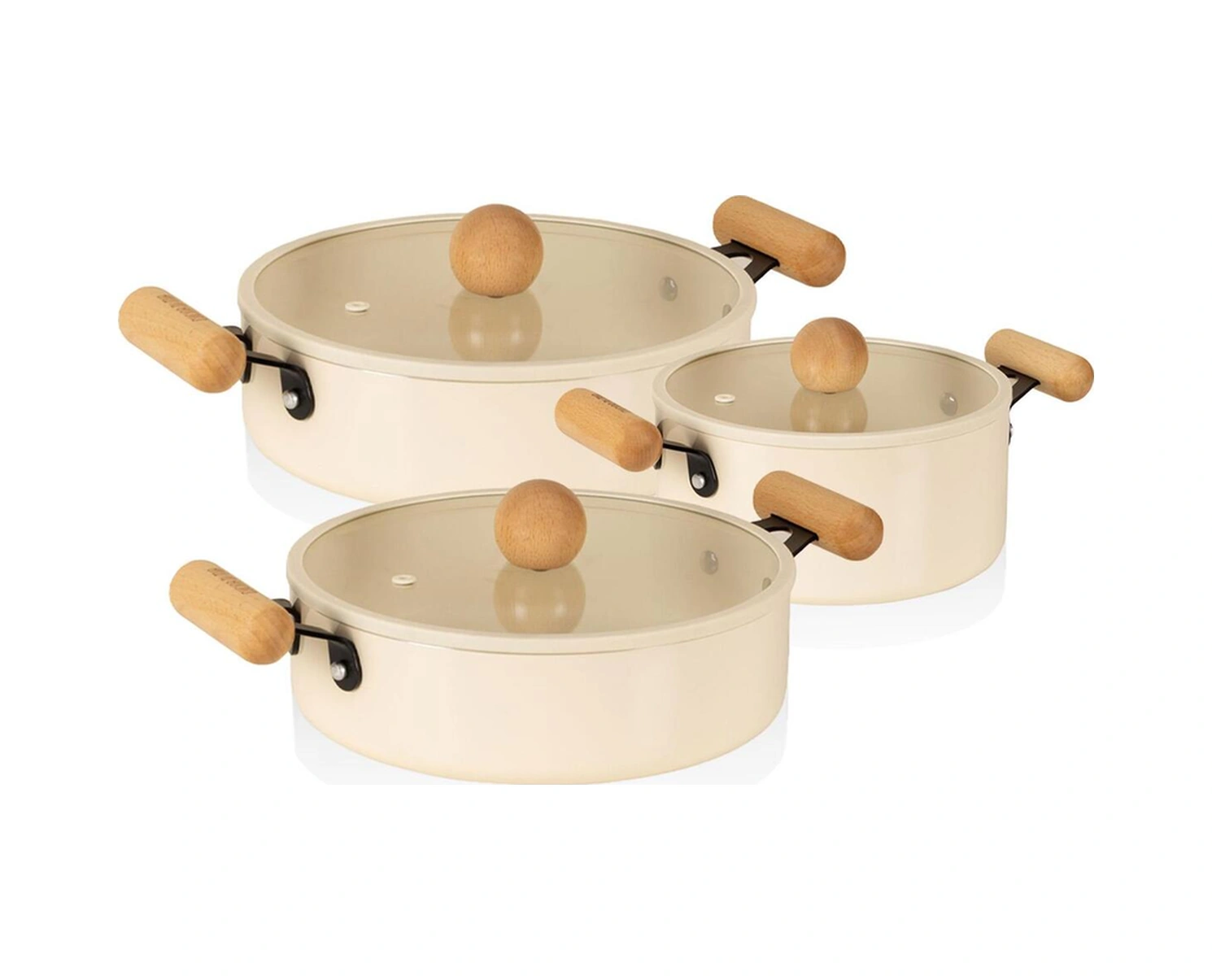 The Mia Cucina 6 Parça Tencere Seti Takımı İndiksiyonlu Ocaklara Uyumlu Krem