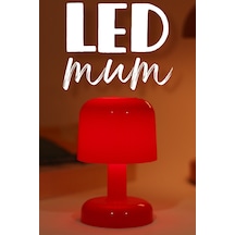 Led Mum İskandinav Tip Pil Dahil Dumansız Alev Ledli Yapay Dekoratif Mum Dekor Işığı Kırmızı Pt427 Kırmızı