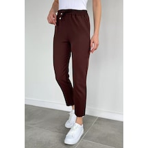 Aryena Kahve Kadın Bel Lastikli Kumaş Pantolon Kahve - 896229473 Kahve