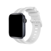 Newface - 352 - Apple Watch 38mm Kr408 Çizgili Silikon Kordon - Ece-umay - - Beyaz