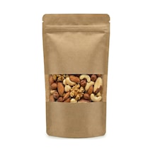 Meldoro Pencereli Kraft Doypack Kilitli Poşet 11x18,5 Cm - 50 Adet - Dik Duran Kilitli Torba, Küçük Boy Yaklaşık 100 Gr Malzeme İçin 4296