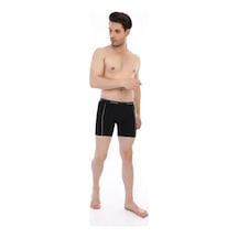 Çift Kaplan Erkek Elastanlı Biyeli Siyah Uzun Boxer 855 Siyah