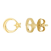 Goldkupe 14 Ayar Altın Ay Yıldız Küpe 0,94 Gr-1834