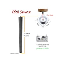 4 Adet Ahşap Ayak 45 Cm Siyah M8 Civatalı Bağlantı Aparatlı Mobilya Tabure Sehpa Masa Destek Ayağı Siyah
