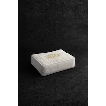 Laura Kadife Gold Nakışlı Hurç Orta Boy 40x40x20 Cm Çeyizlik Nişan Düğün Gelin Bohçası Beyaz