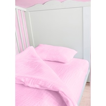 Joyous Mom Kids 4 Katlı Müslin Nevresim Takımı Organik Bebek Uyku Seti Pembe