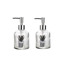 Banyo Seti Cam Sıvı Sabunluk 2 Adet,kaktüs 1 Desen 300ml 7,6x15,5 Çok Renkli