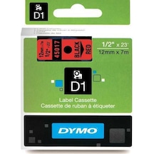 Dymo D1 Yedek Şerit 12 MM x 7 M Kırmızı - Siyah 45017
