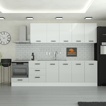 290 Cm Mutfak Dolabı Mdf Kapak Tezgah Dahil Yrkn290 100 Gümüş