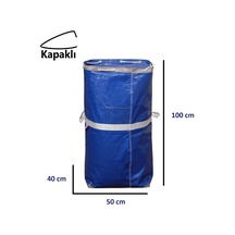 İş-ev Branda Taşıma Çuvalı 50x40+100cm Kapaklı, Ipli Ve Cepli 170gr.tekstil Çuvalı LACİVERT