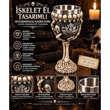 İskelet El Tasarımlı 3d Kabartmalı Paslanmaz Çelik Kadeh Kupa Gotik Dekoratif Tasarım Çok Renkli