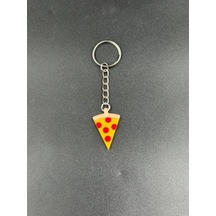 Pizza Dilimi Anahtarlık Bej