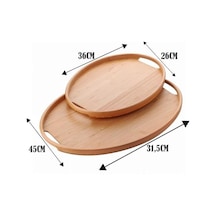2&apos Li Bambu Tepsi Seti, İnce Tasarım Özel Üretim Oval 2&apos Li Bambu Tepsi Seti 36 26 1cm-45 31.5 1cm 15cm