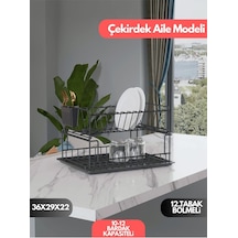 Suntel İki Katlı Modüler Tabaklık Bulaşıklık Mat Siyah