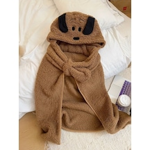 Flybuy Yeni Siesta Sıcak Şirin Öğrenci Ofis Moda Kore Kış Karikatür Kapüşonlu Battaniye Kt Beyaz