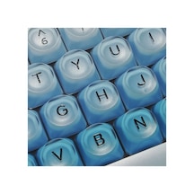 Leaven 128 Tuş Pbt Keycap Seti - Retro Yuvarlak Moa Profil Cherry Mx Uyumlu Klavye Tuşları - Mavi