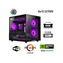 Xaser ECO-X160 Ryzen 5 5500 16 GB 512 GB M.2 NVMe SSD 8 GB RTX5050 Free Dos Masaüstü Oyuncu Bilgisayarı
