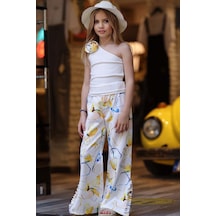 Riccotarz Kız Çocuk Gül Detaylı Tek Omuzlu Kaşkorse Bluz Ve Dijital Baskılı Beyaz Alt Üst Takım Beyaz Riccotarz Kız Çocuk Gül Detaylı Tek Omuzlu Kaşkorse Bluz Ve Dijital Baskılı Beyaz Alt Üst Takım Beyaz