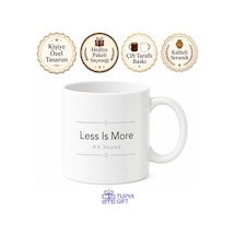 Less Is More Baskılı Minimalist Kahve Kupası Hediye Bardak Özel Tasarım Beyaz / Çok Renkli