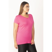 Şans Kadın Pembe V Yakalı Viskon Bluz 65n27681-pembe Pembe