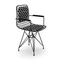 Knsz kafes tel sandalyesi 1 li mazlum syhviona kolçaklı sırt minderli ofis cafe bahçe mutfak