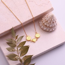 925 Ayar Gümüş Kişiye Özel Pullu Harf Kolye - Cn00375 Altın