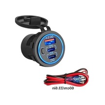 Trendooze Gaojunshop01 30w Pd3.0 18w Qc3.0 Usb Araç Şarj Cihazı - Mavi Kablo, Düğmeli 12v/24v