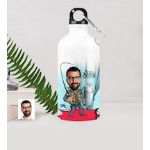 Kişiye Özel Bay Balıkçı Karikatürlü Metal Suluk (500 Ml.) 1