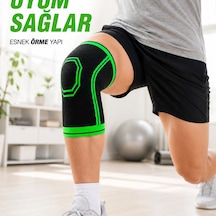 Nefes Alabilen Örme Sporcu Dizliği Esnek Yapılı Diz Destekleyici Siyah Yeşil
