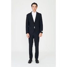 Siyah Modern Slim Fit Düz Kumaş Klasik Kesim Takım Elbise Siyah