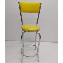 Sandalye Bar Tipi Yüksek Model Sarı 1 Adet Metal Çelik Nikelaj Su