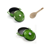 Lava Döküm Yeşil Tencere Seti 24 Cm Derin 28 Cm Sığ