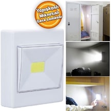 Klaus Ke47708 Yapışkanlı Kare Duvar Lambası 1w 4 X Kalem Pil Beyaz