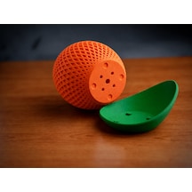 Gees Global 3d Baskı Küre Saksı - Kafes Dokulu İki Parçalı Dekoratif Saksı - Turuncu-yeşil Gbzs