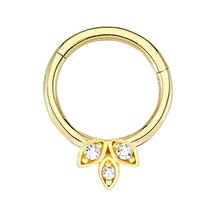 Altın Yaprak Motifli Clickler Piercing As105pc Altınsepeti Sarı