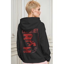 Sevbano Lana Del Rey Şarkıcı Sırt Baskılı Unisex Oversize Premium Hoodie Siyah