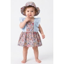 Mnk Baby & Kids Kız Bebek Pamuklu Çıtır Bebek Elbise Tf7313 Mavi
