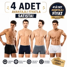 Erdem Erkek Karışık Pamuk 4 Adet Klasik Boxer Kutulu- 1445k Füme