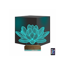 Luvivia Lotus Çiçek Yoga 3d Lamba - Masa Gece Lambası Şeffaf