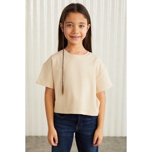 Grimelange HEIDA-GRM24022- 100% pamuk süs etiletli kız çocuk kısa kollu tshirt çocuk tshirt Bej T-Shirt Grimelange HEIDA-GRM24022- 100% pamuk süs etiletli kız çocuk kısa kollu tshirt çocuk tshirt Bej T-Shirt
