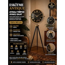 Eskitme Antique Aynalı Tripod 150 X 45 Cm Ayaklı Saat