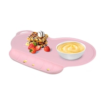 Vkemall Bebek Silikon Yemek Matı - Yemek Düşmesini Engeller - Anti Kayma - Gıda Kalitesi - Pembe Çok Renkli