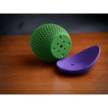 Bezos 3d Baskı Küre Saksı - Kafes Dokulu İki Parçalı Dekoratif Saksı - Yeşil-mor Hb006