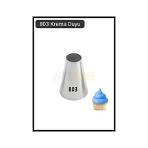 803 Yuvarlak Desen Krema Duyu Büyük Boy Pasta Duyu Paslanmaz Çelik Krema Torbası Ucu 2.4x0.9x4.5 Cm Metalik Gri