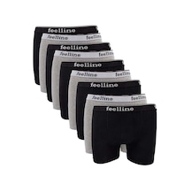 9 Adet Feelline Siyah Ve Gri Pamuklu Doğal Likralı Erkek Boxer Beden: Xl Standart